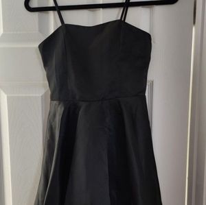 Fit and Flare Black Satin Party Dress